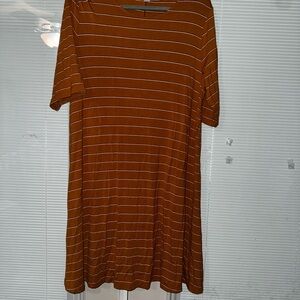 Old Navy Rust Brown Striped T-Shirt Dress